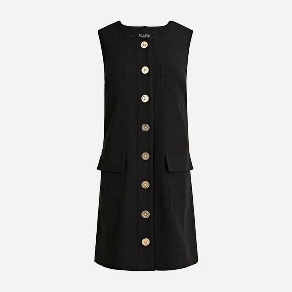 NWT J. Crew Button Front Shift Dress Size M Black Drapey Crepe - Picture 6 of 13